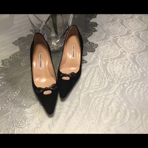 Manolo Blahnik Black Suede Pumps